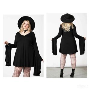 Killstar Hagatha Sorceress Lace Bell Sleeves Goth Punk Wiccan Witch Dress Sz 4XL